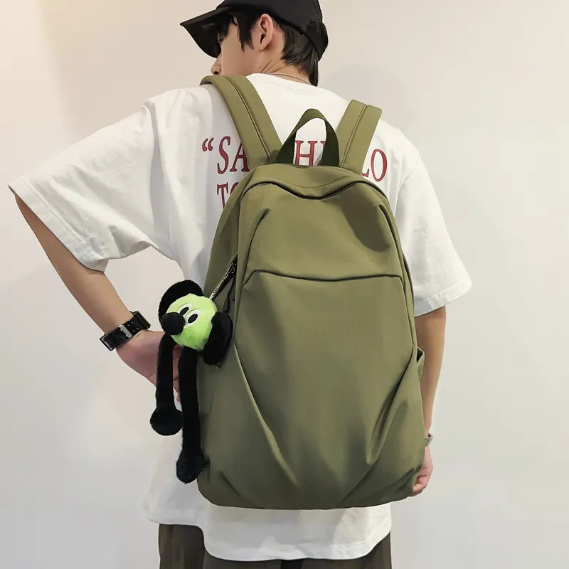 URBAN FOREST Nylon Backpack Unisex White/Gray/Black/Khaki/Green-19