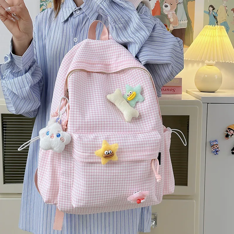 URBAN FOREST Nylon Backpack Unisex Black/Red/Yellow/Green/Blue/Pink-32