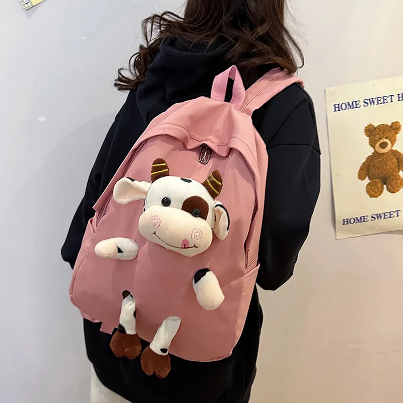 URBAN FOREST Nylon Backpack Unisex Blue/Pink/Black/White/Cow Color-10