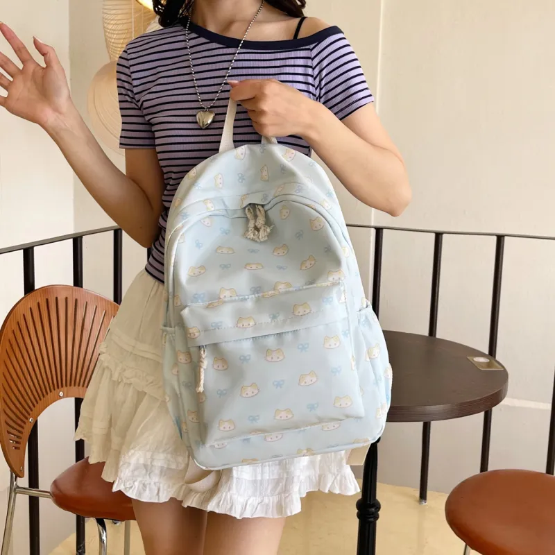 URBAN FOREST Nylon Backpack Unisex White/Pink/Yellow/Blue-17