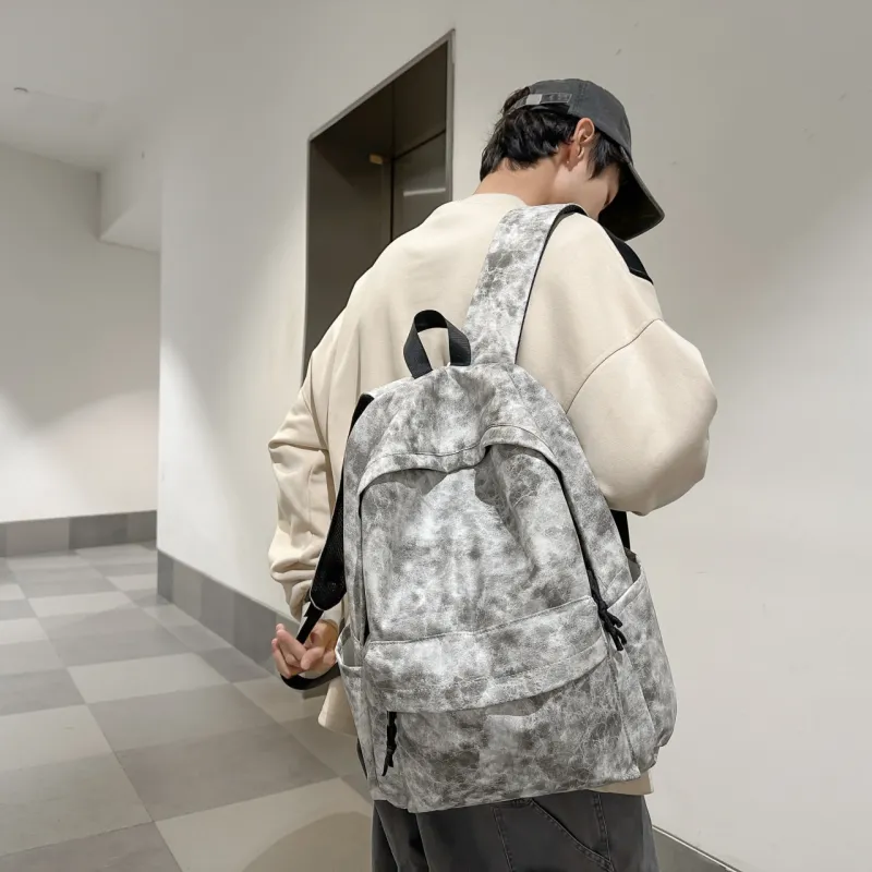 URBAN FOREST PU Backpack Unisex Gray/Blue/Coffee-4