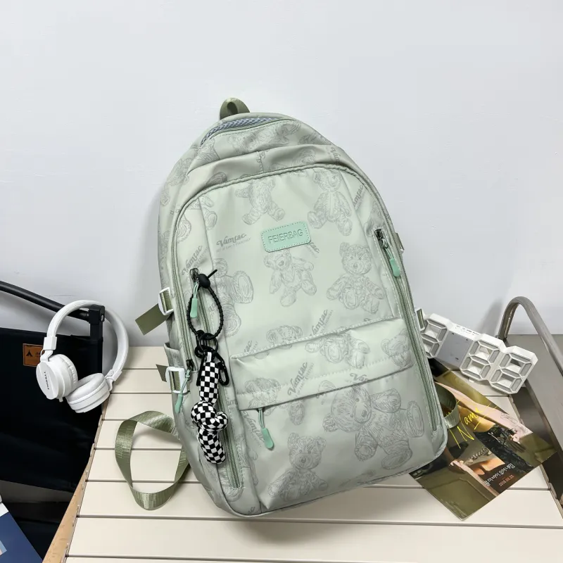URBAN FOREST Composite Cloth Backpack Unisex White/Gray/Black/Green-14