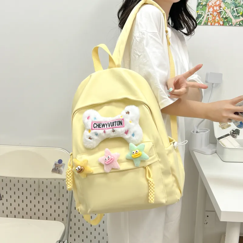 URBAN FOREST Composite Cloth Backpack Unisex Yellow/Pink/Black/Green/White-1