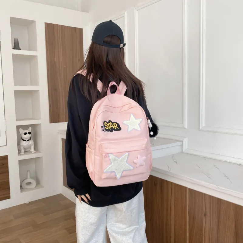 URBAN FOREST Canvas Backpack Unisex Yellow/Green/Pink/Black-13
