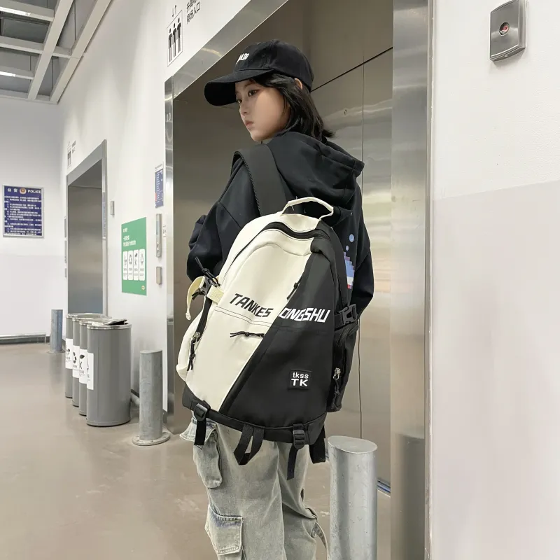 URBAN FOREST Nylon Backpack Unisex White/Red/Green/Blue-3