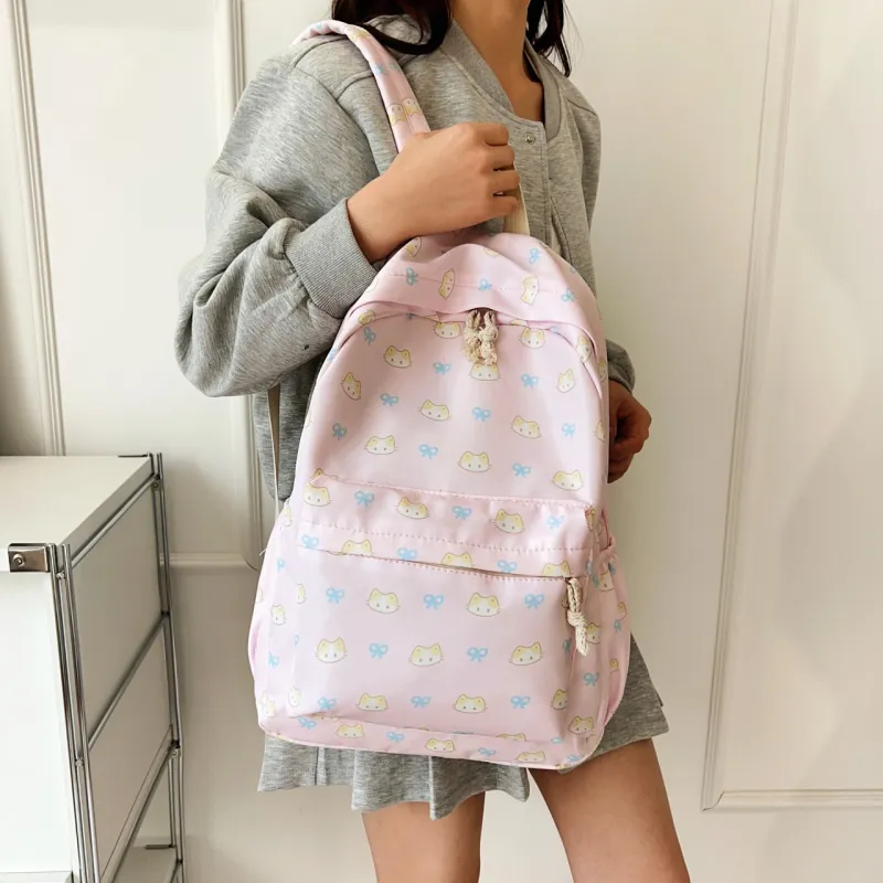 URBAN FOREST Nylon Backpack Unisex White/Pink/Yellow/Blue-7