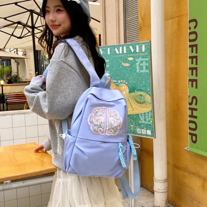 URBAN FOREST Nylon Backpack Unisex Green/Blue/Orange Red/Black/White-8