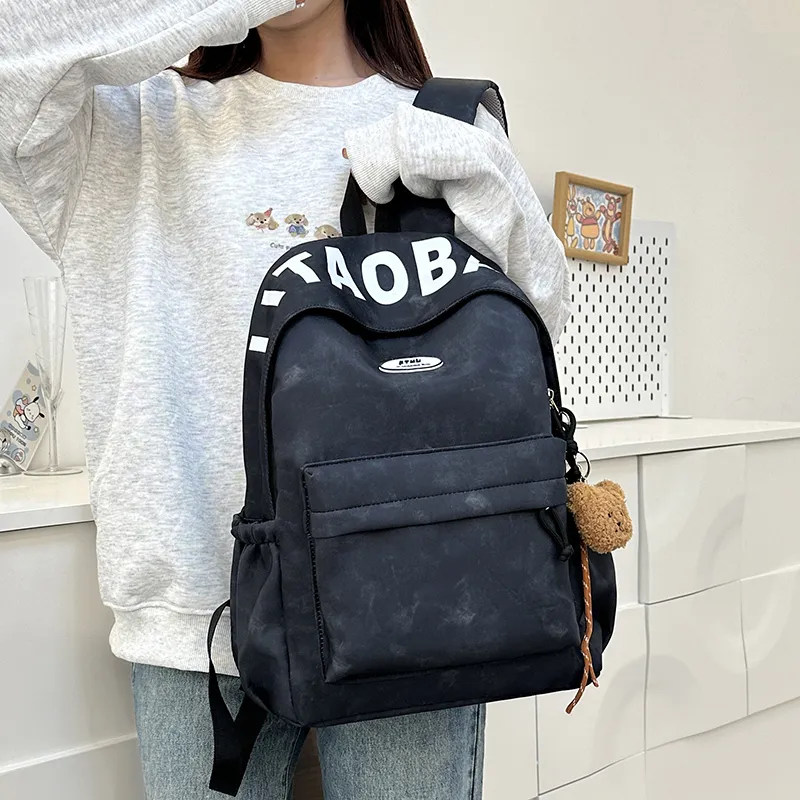 URBAN FOREST Nylon Backpack Unisex White/Black/Burgundy/Green-7