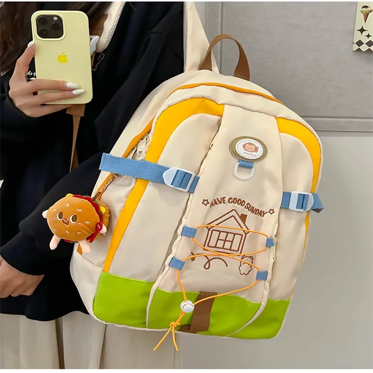 URBAN FOREST Nylon Backpack Regular Unisex White & Pink Blue/White & Yellow Blue/White & Yellow Green Black-12