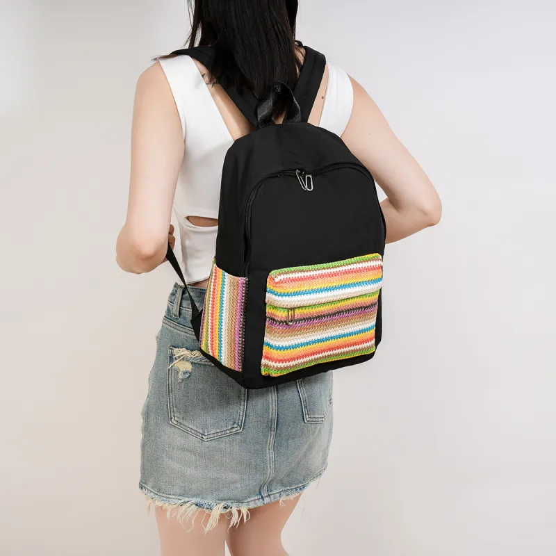 URBAN FOREST Oxford Backpack Regular Unisex Ecru/Black/Green/Pink-8