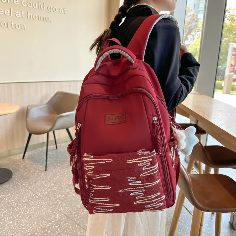 URBAN FOREST Nylon Backpack Unisex White/Black/Red/Yellow/Pink-9
