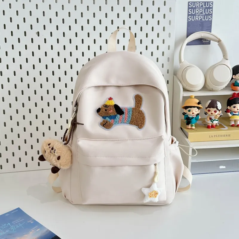 URBAN FOREST Nylon Backpack Unisex Black/White/Pink/Yellow/Blue-1