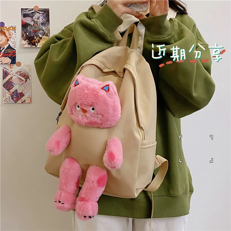 URBAN FOREST Nylon Backpack Women's White/Black/Khaki/Green/Blue/Pink-9
