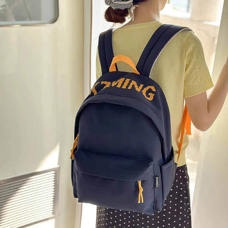 URBAN FOREST Nylon Backpack Unisex Black/Red/Yellow/Navy Blue-20