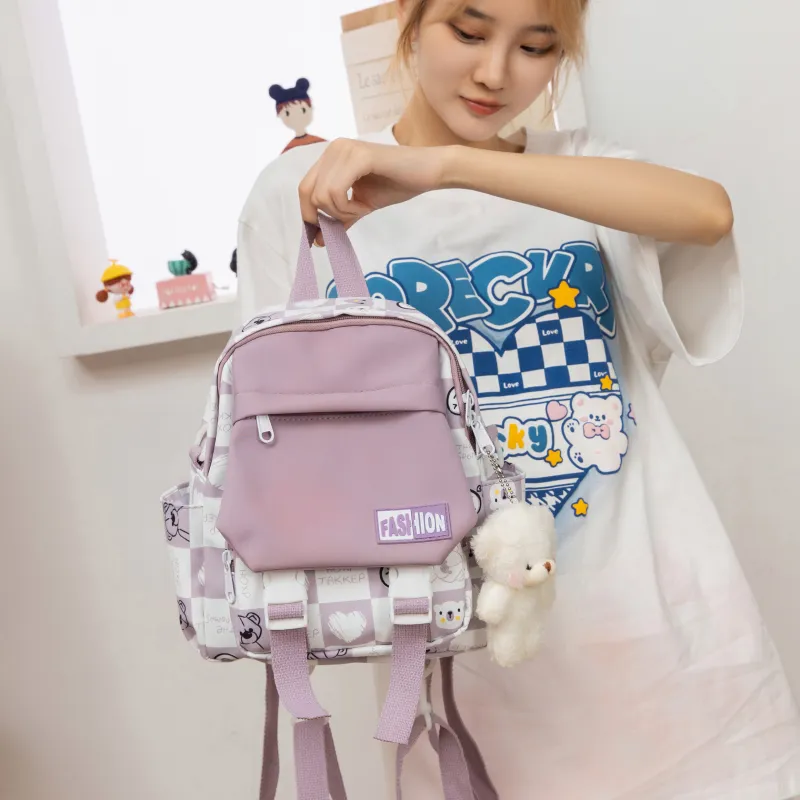 URBAN FOREST Nylon Backpack Unisex Black/Purple/Orange/Green/Blue/Pink-7