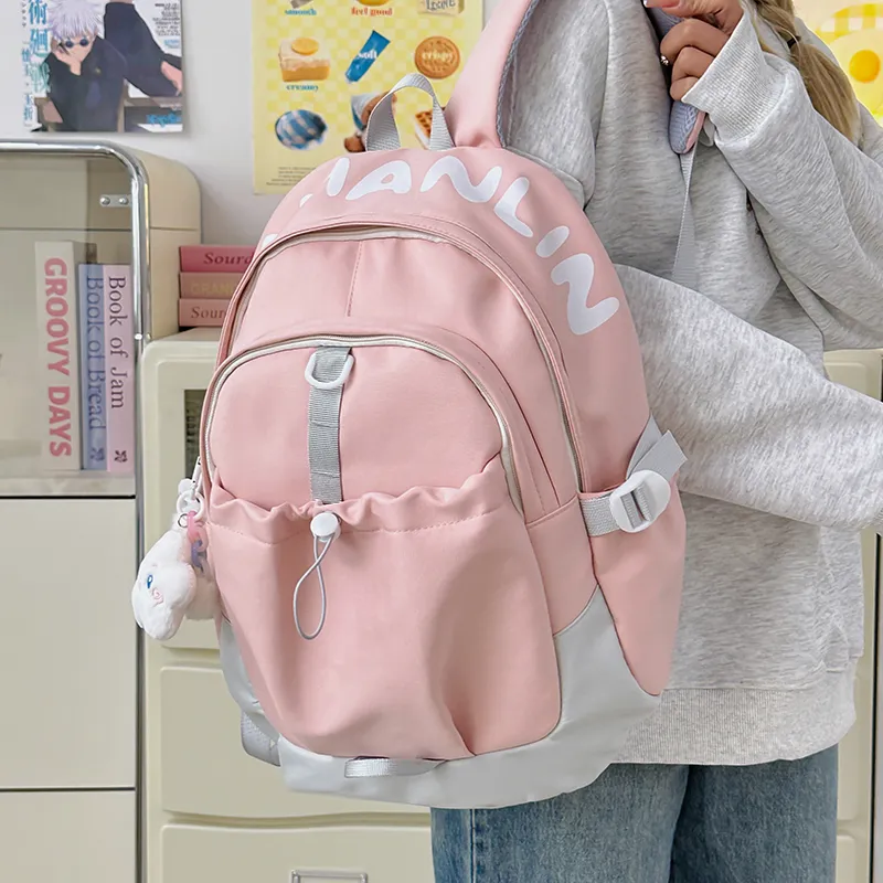 URBAN FOREST Nylon Backpack Unisex Yellow/Blue/Pink/Black/White-19