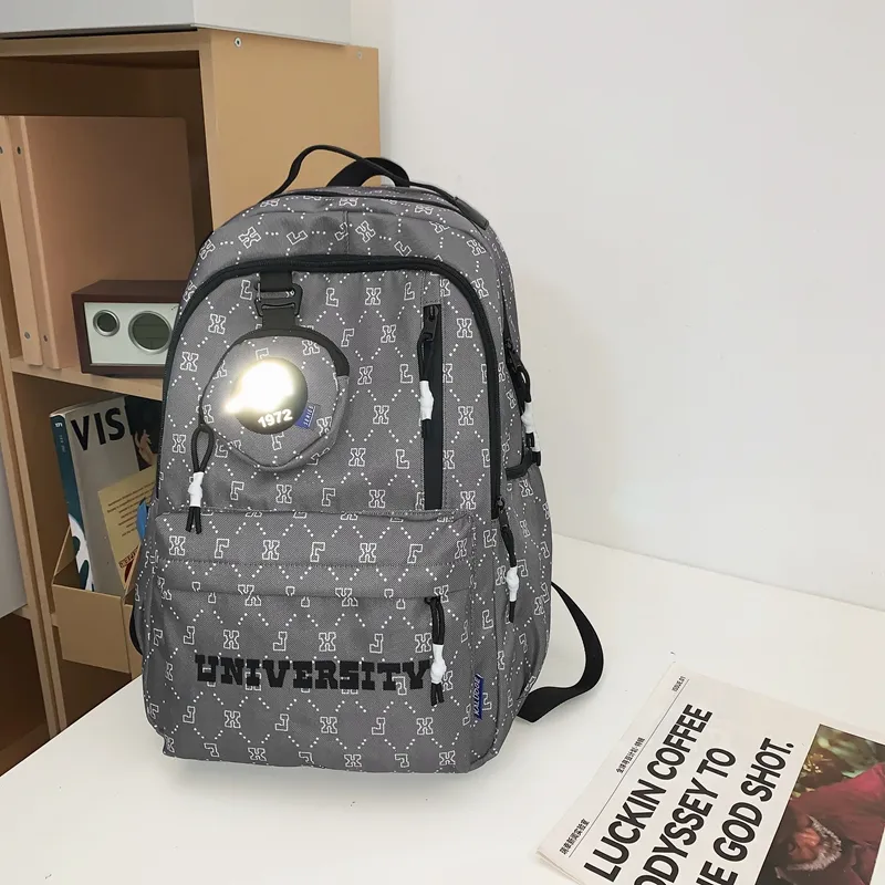 URBAN FOREST Nylon Backpack Unisex White/Gray/Black/Blue/Coffee-10