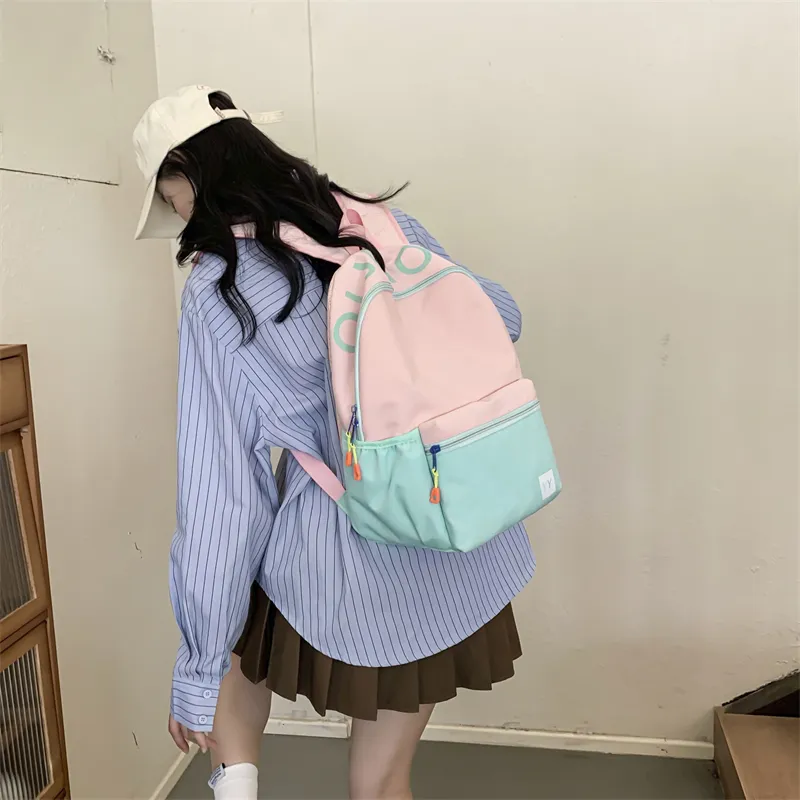URBAN FOREST Nylon Backpack Unisex Pink & Purple/Pink & Green/Green & Yellow/Blue & Yellow-8