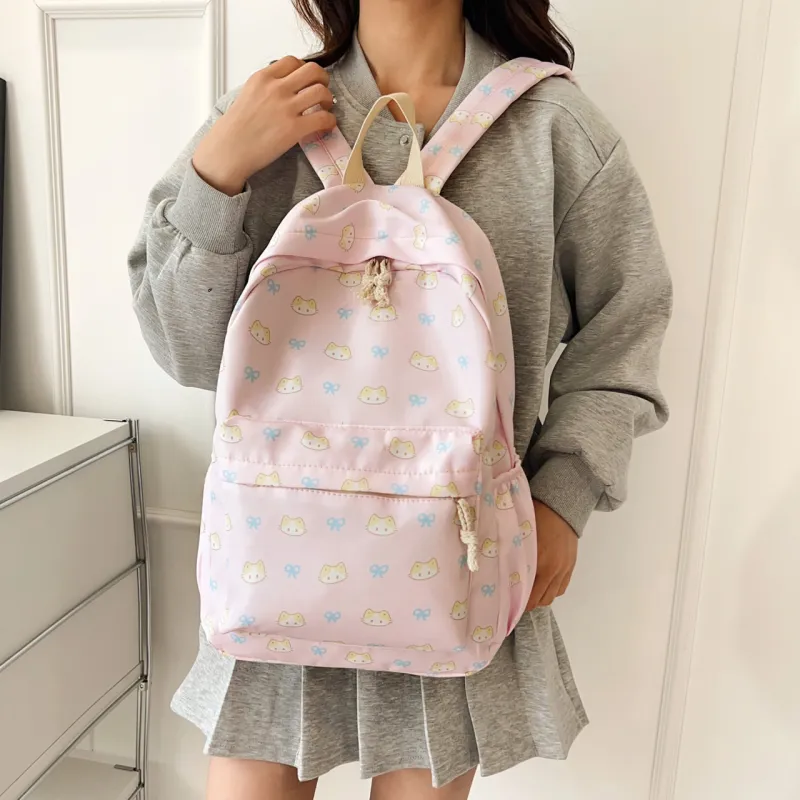 URBAN FOREST Nylon Backpack Unisex White/Pink/Yellow/Blue-8