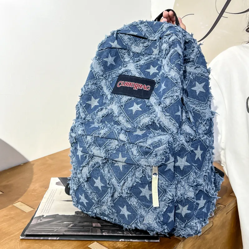URBAN FOREST Denim Backpack Unisex Blue/Dark Blue/Light Blue-9