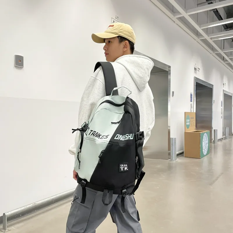 URBAN FOREST Nylon Backpack Unisex White/Red/Green/Blue-17