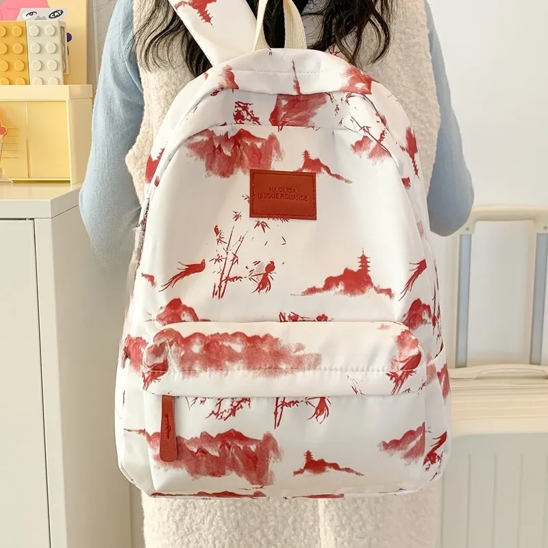 URBAN FOREST Composite Cloth Backpack Unisex Red/Gray Green/Pink-1