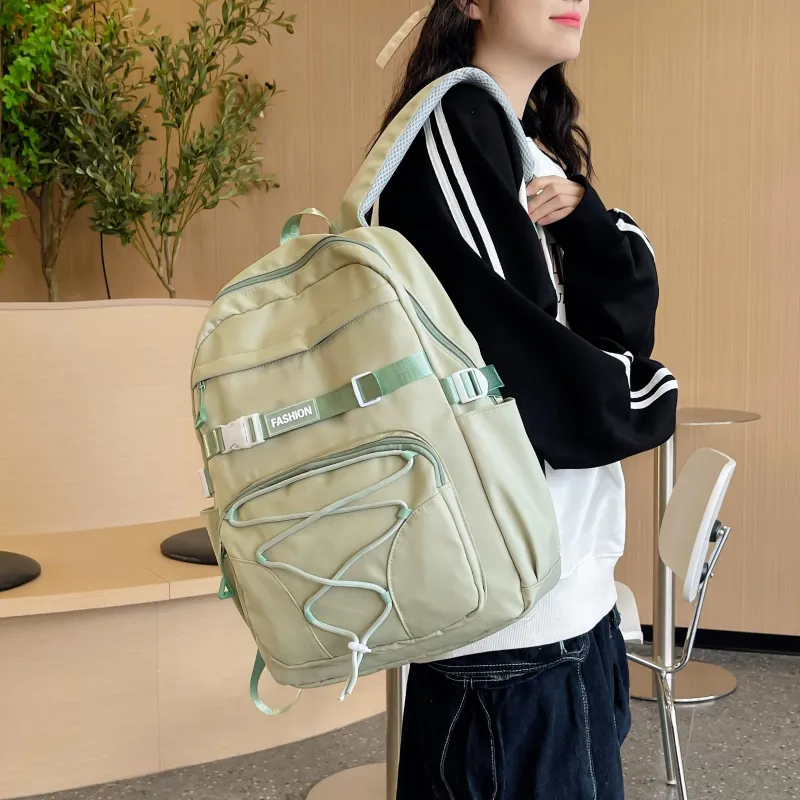 URBAN FOREST Nylon Backpack Unisex White/Violet/Ginger Yellow/Emerald Green-14