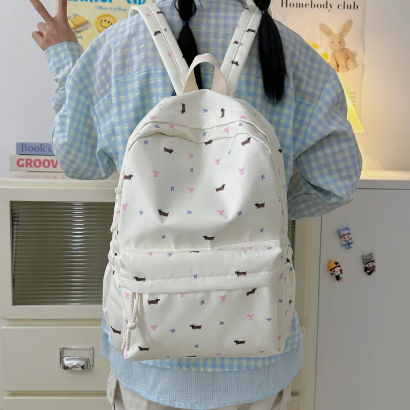 URBAN FOREST Nylon Backpack Unisex Dachshund/Floral Puppy-5