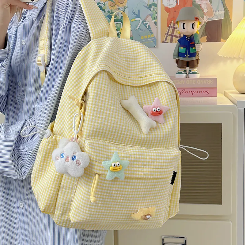 URBAN FOREST Nylon Backpack Unisex Black/Red/Yellow/Green/Blue/Pink-11