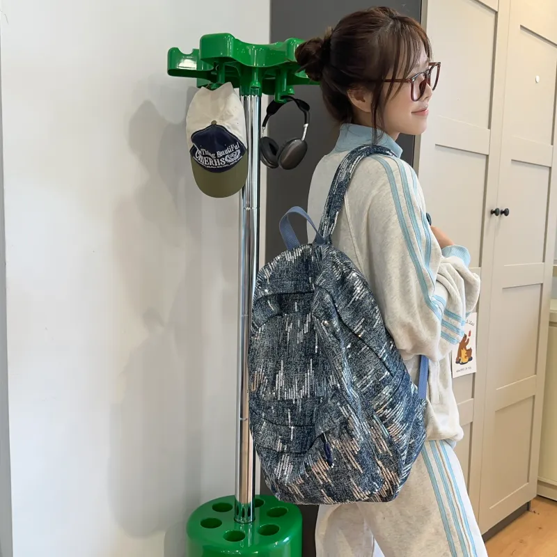 URBAN FOREST Denim Backpack Regular Unisex Black/Light Blue/Dark Blue-13