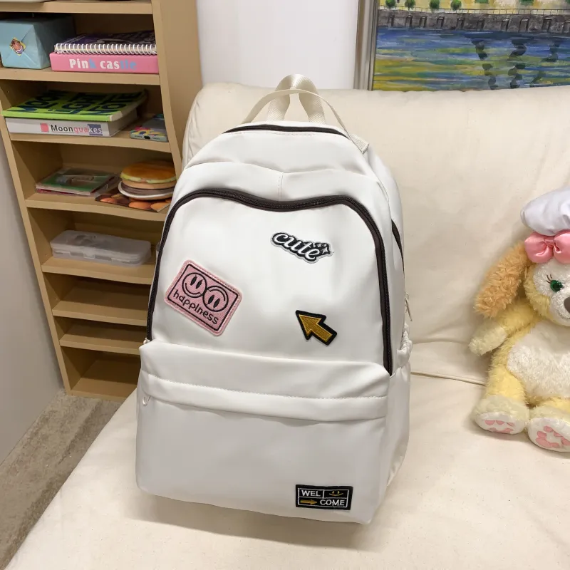 URBAN FOREST Nylon Backpack Unisex White/Black/Yellow/Green-1