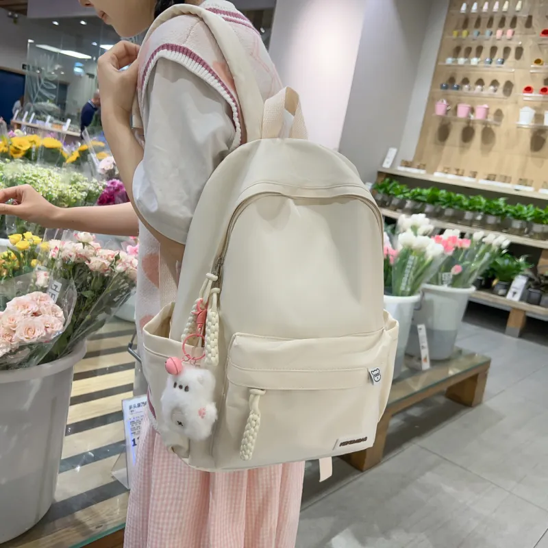 URBAN FOREST Nylon Backpack Unisex Pink/Yellow/Blue/Red/Black/White-21