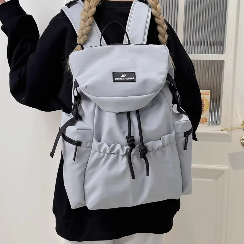 URBAN FOREST Nylon Backpack Unisex Ecru/Light Gray/Black/Orange Red/Khaki-6