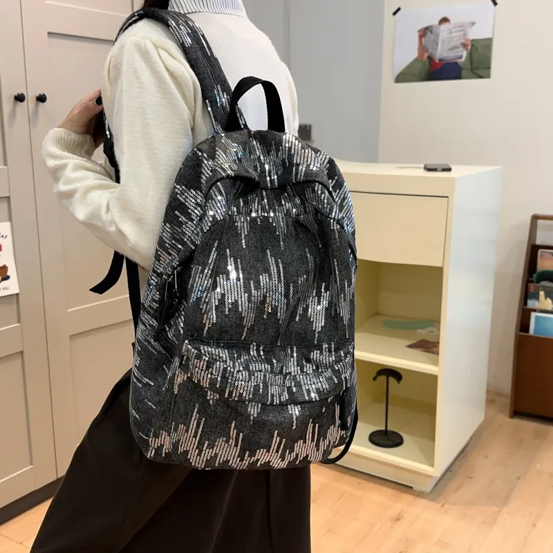 URBAN FOREST Denim Backpack Regular Unisex Black/Light Blue/Dark Blue-1