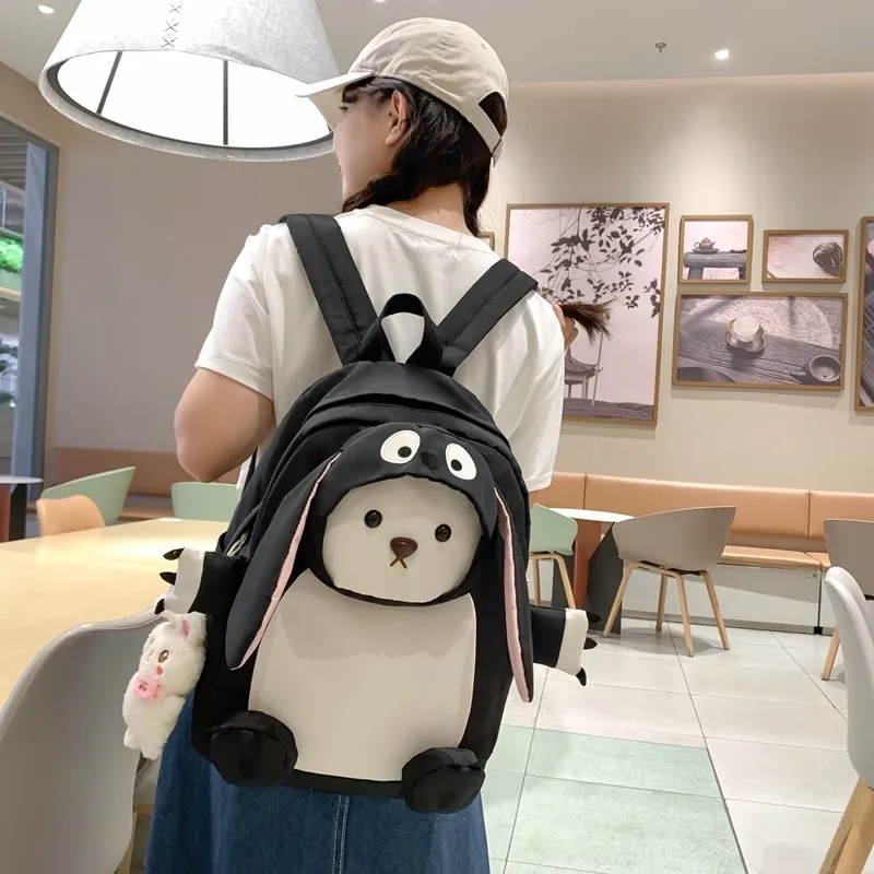 URBAN FOREST Nylon Backpack Regular Unisex Black/Pink/Dark Blue-3
