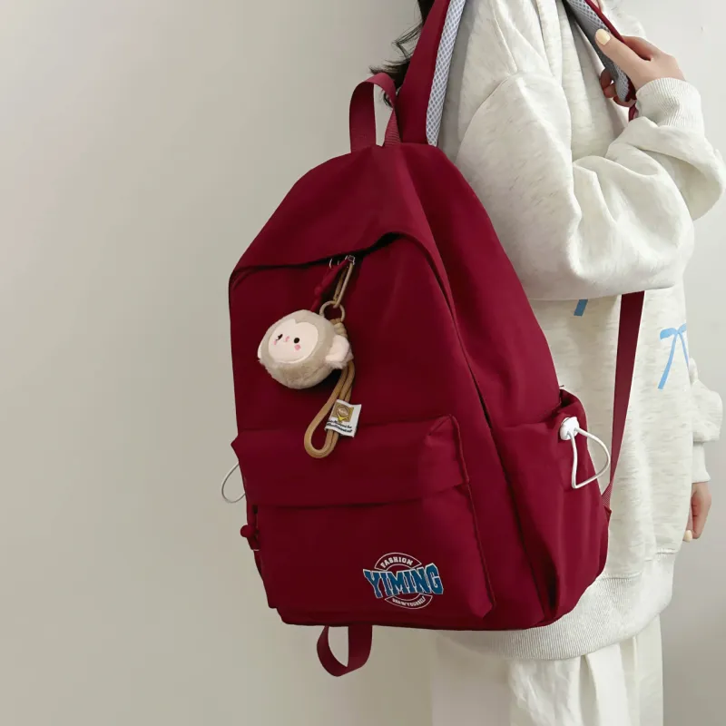 URBAN FOREST Nylon Backpack Unisex Pink/Light Blue/Burgundy/Black/White-14