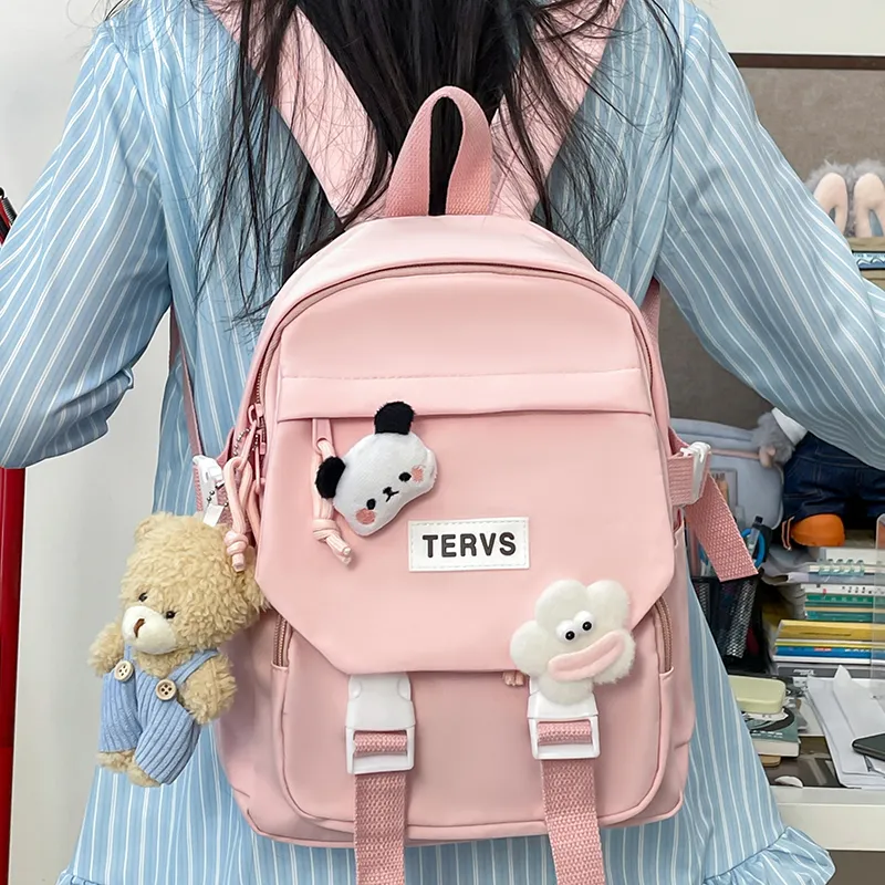 URBAN FOREST Nylon Backpack Unisex White/Black/Yellow/Green/Blue/Pink-32