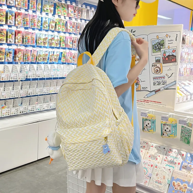 URBAN FOREST Nylon Backpack Unisex Yellow/Light Green/Light Blue/Pink/Silver-2