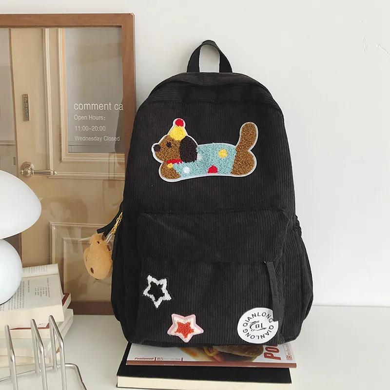 URBAN FOREST Corduroy Backpack Women's White/Black/Dark Brown/Sky Blue-6
