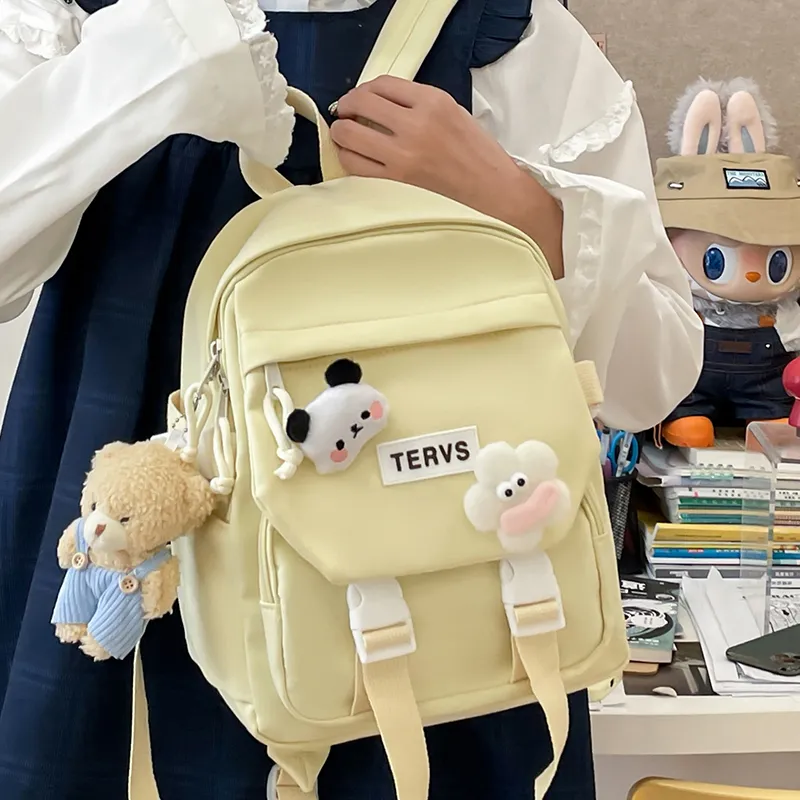 URBAN FOREST Nylon Backpack Unisex White/Black/Yellow/Green/Blue/Pink-15