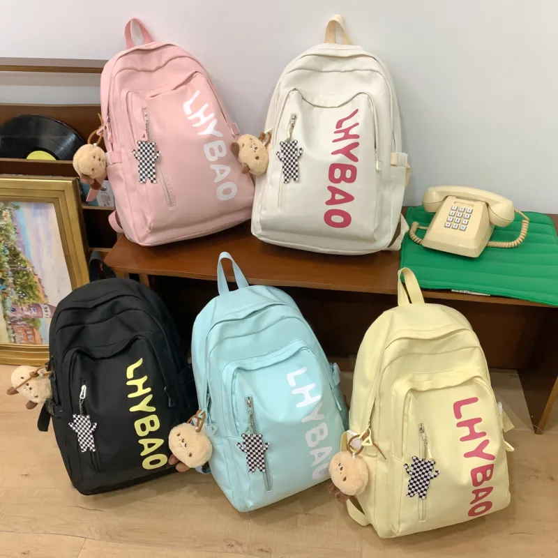 URBAN FOREST Nylon Backpack Women's White/Black/Yellow/Blue/Pink-21