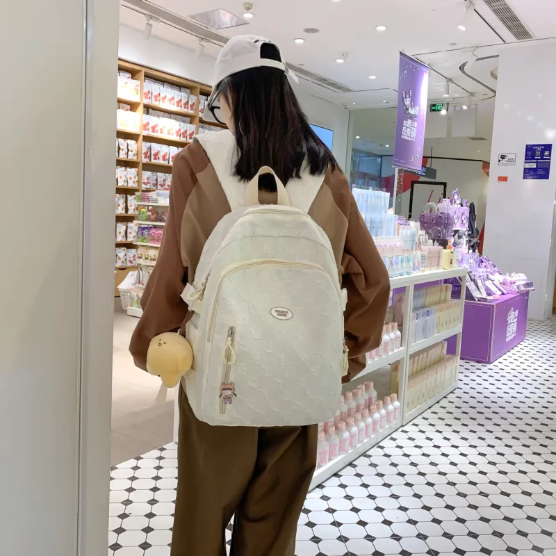 URBAN FOREST Nylon Backpack Unisex Blue/Pink/Black/Khaki/White-18