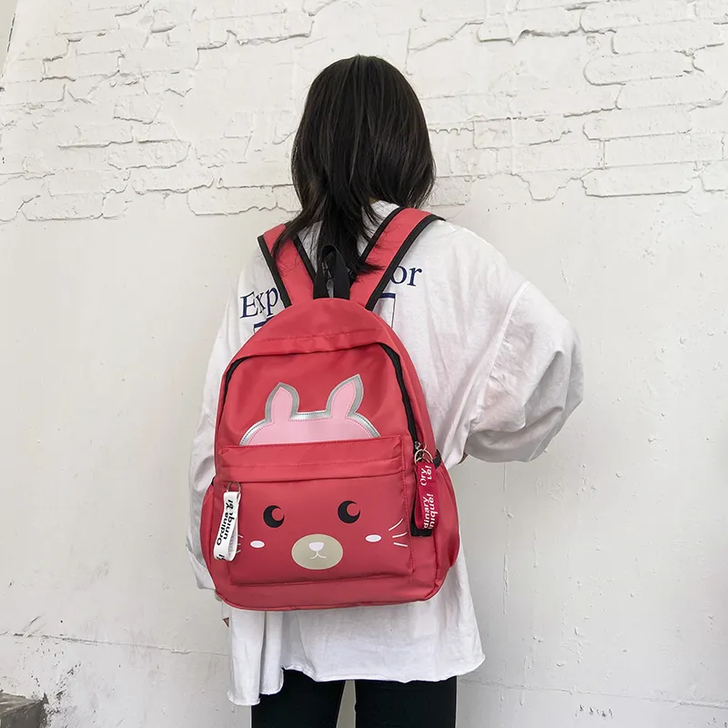 URBAN FOREST Nylon Backpack Regular Unisex Black/Pink/Watermelon Red/Green-14