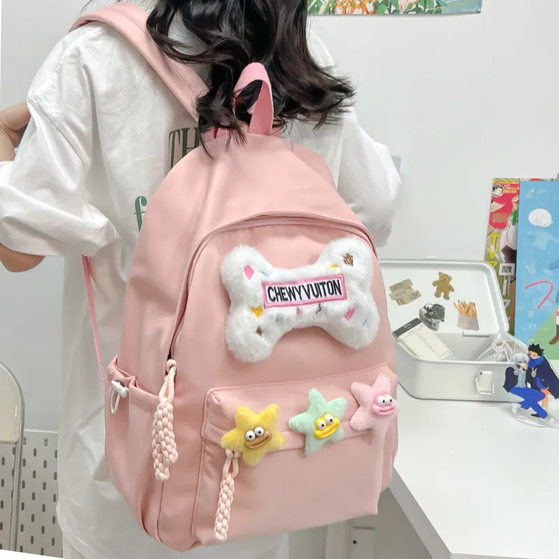 URBAN FOREST Composite Cloth Backpack Unisex Yellow/Pink/Black/Green/White-7