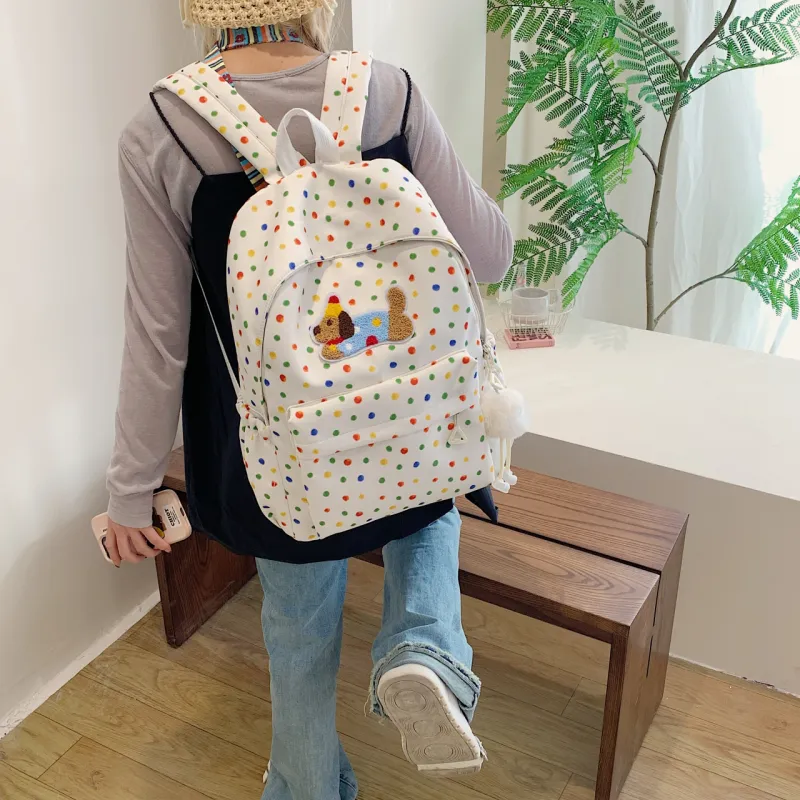 URBAN FOREST Nylon Fabric Backpack Unisex White/Black-4