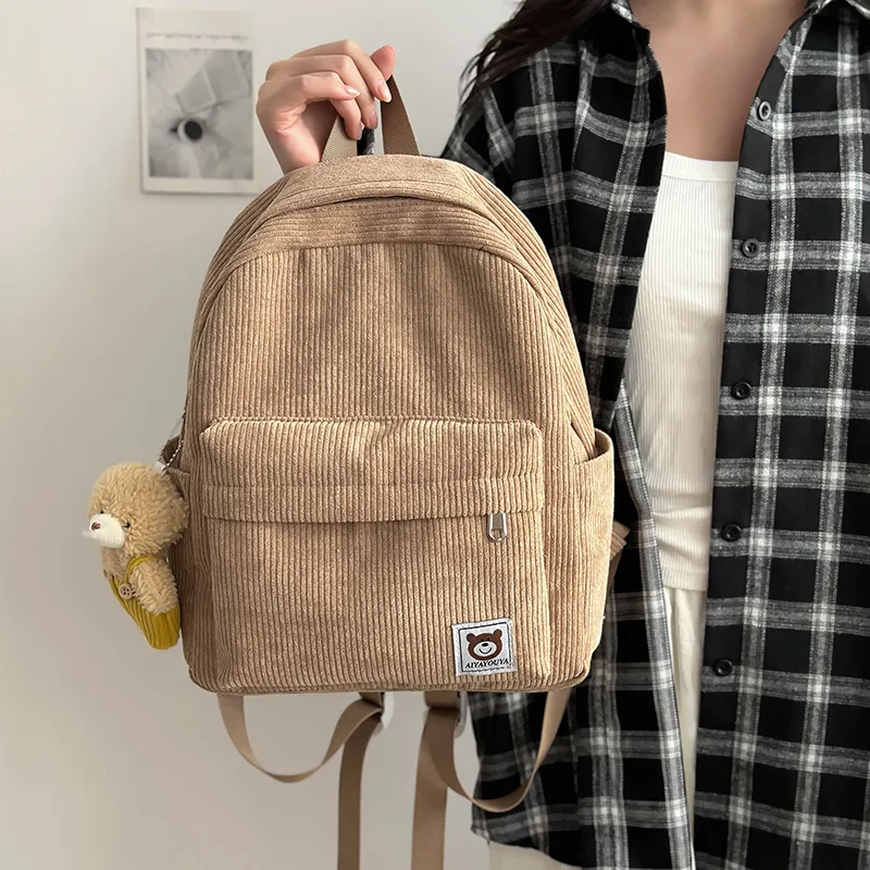 URBAN FOREST Corduroy Backpack Unisex Multicolor-14