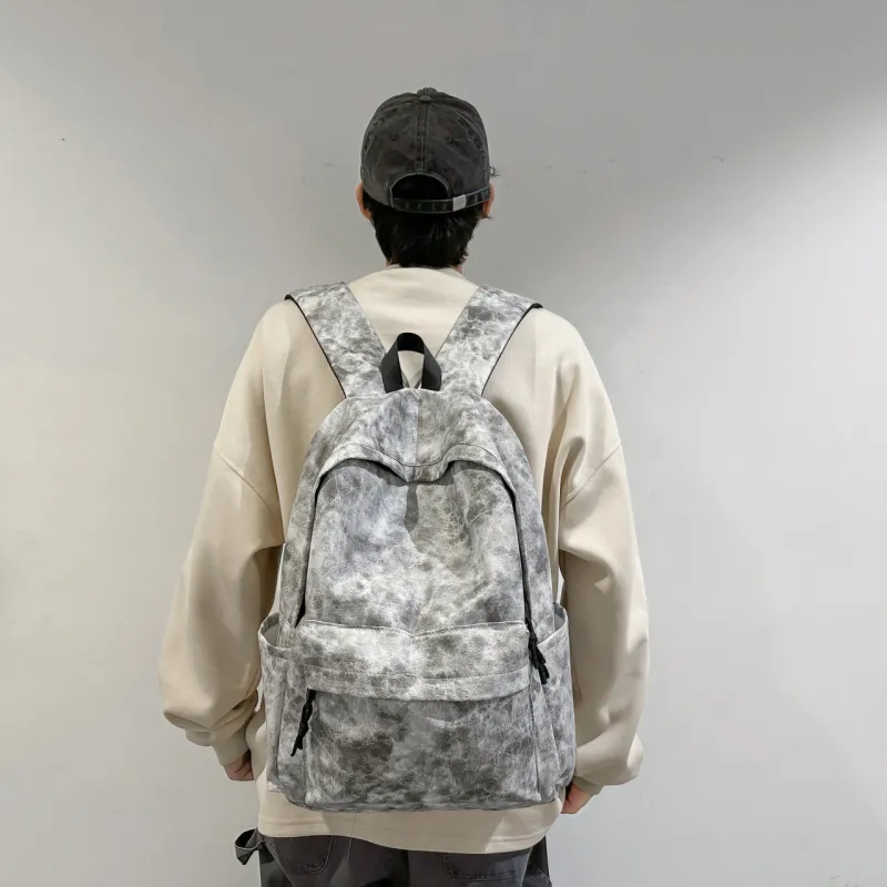 URBAN FOREST PU Backpack Unisex Gray/Blue/Coffee-2