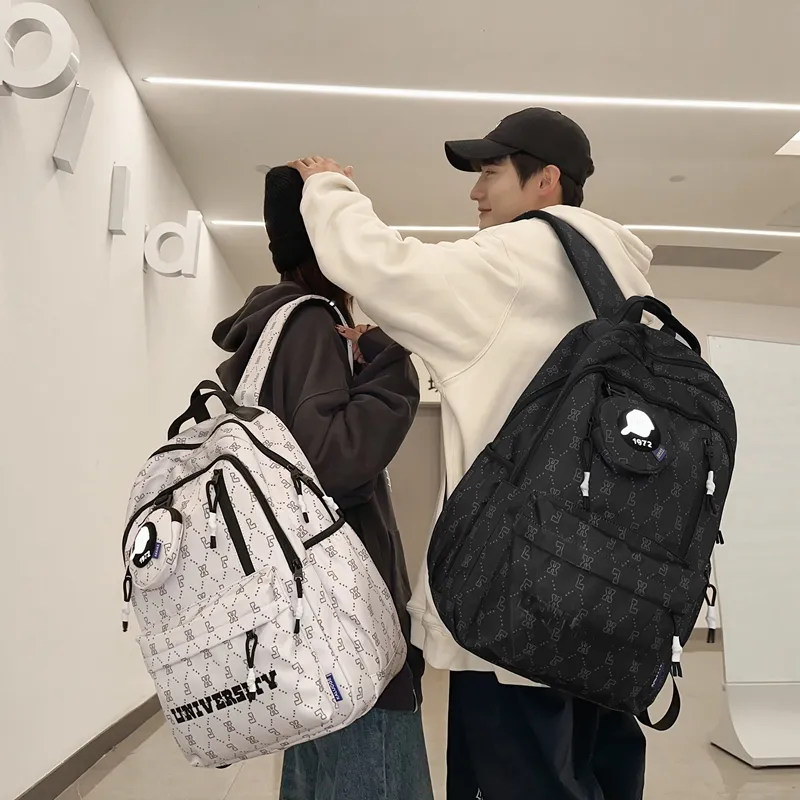 URBAN FOREST Nylon Backpack Unisex White/Gray/Black/Blue/Coffee-15