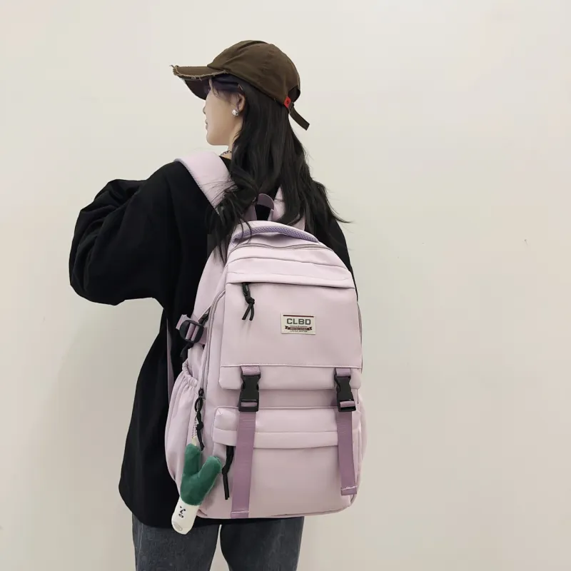 URBAN FOREST Nylon Backpack Regular Unisex White/Black/Red/Purple-20