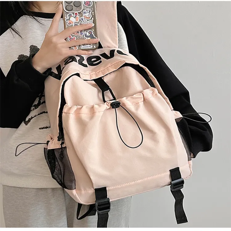 URBAN FOREST Nylon Backpack Unisex Gray/Black/Orange/Pink-18